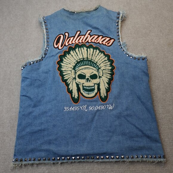 Valabasas Vest Jacket Large Blue Denim Full Zip Double Sided - Picture 1 of 16